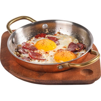Fried Eggs With Garlic Sausage